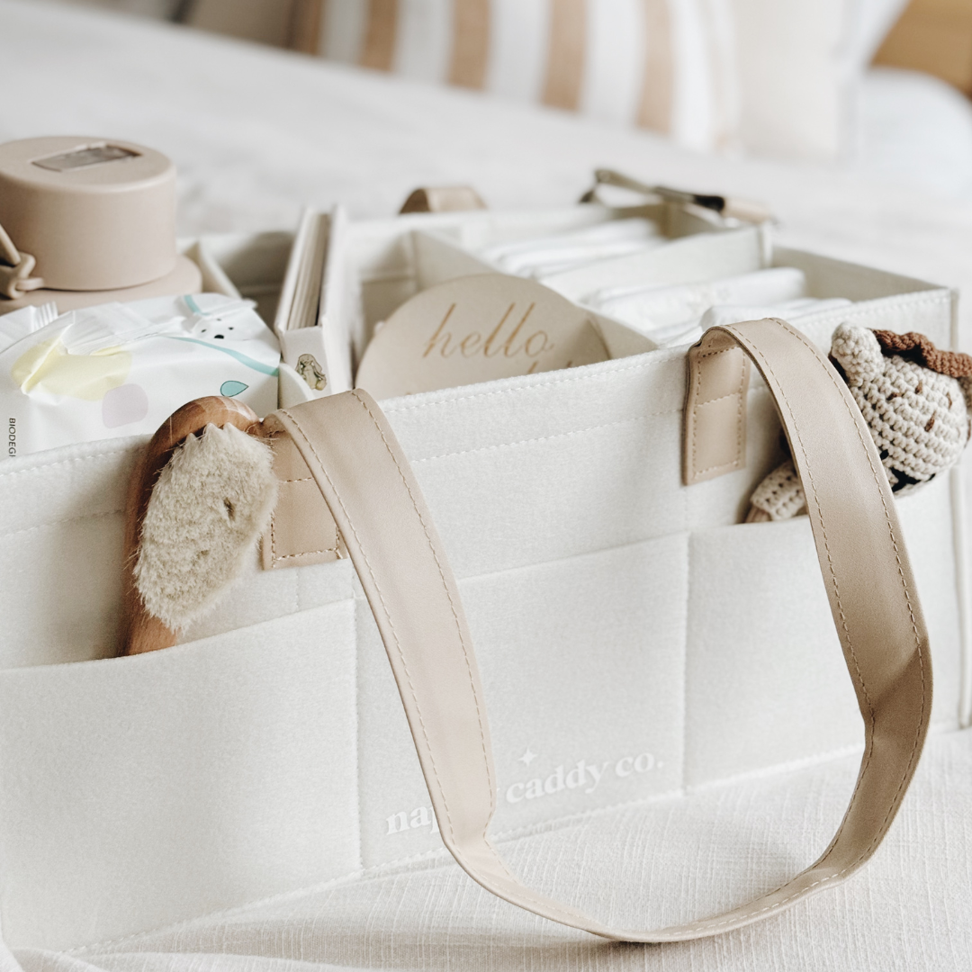 Deluxe White Felt Caddy – Nappy Caddy