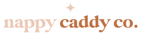 Nappy Caddy Co logo that shows we focus on organisation tools for baby essentials, to go in a baby nursery and create a calm and organised home environment for new parents.